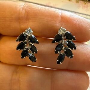 Elegant Silver and Black Leaf Earrings